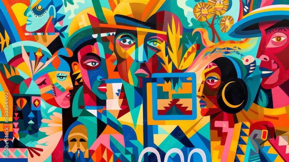 Obraz premium Vibrant composition honoring diverse Hispanic communities background