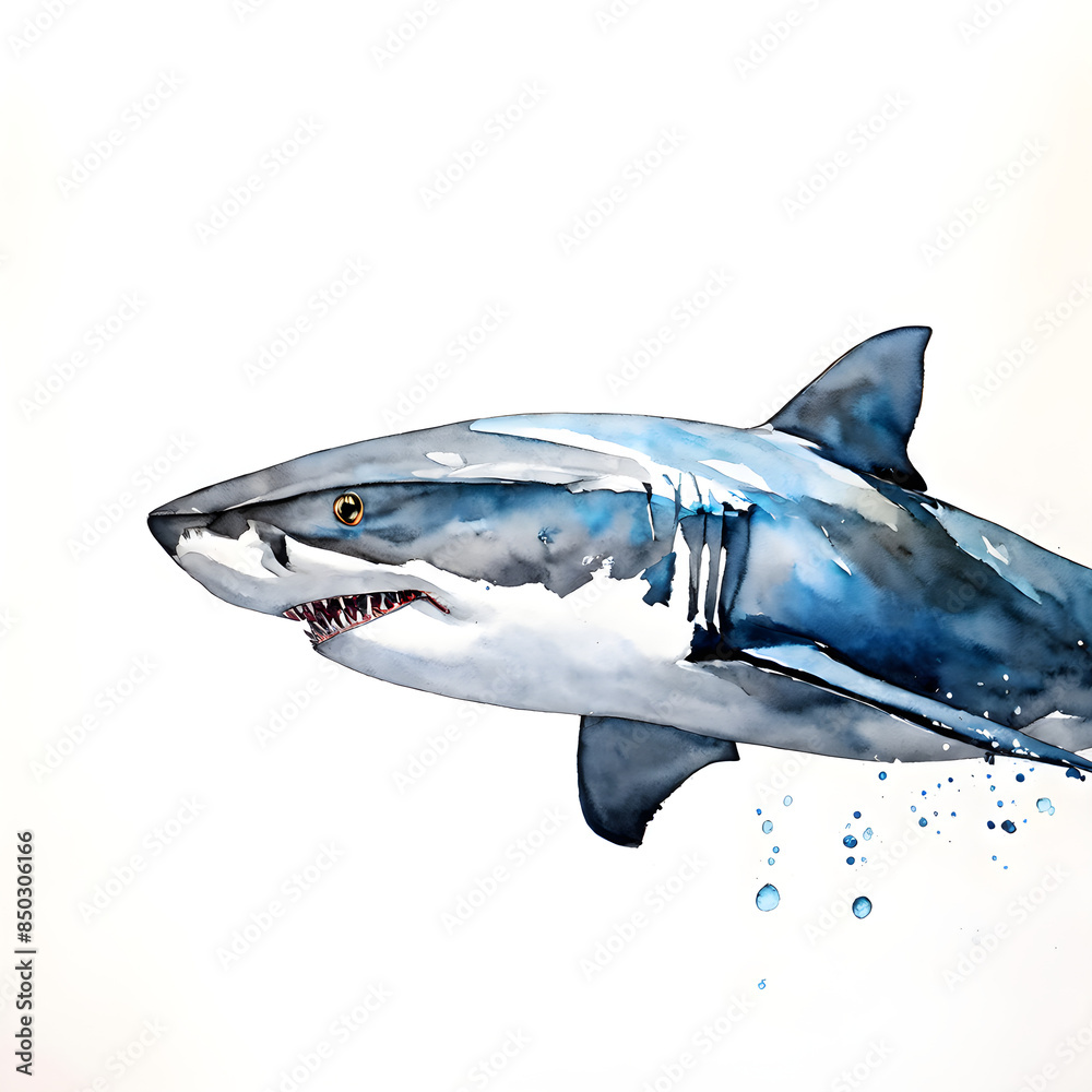 Naklejka premium Shark in white background
