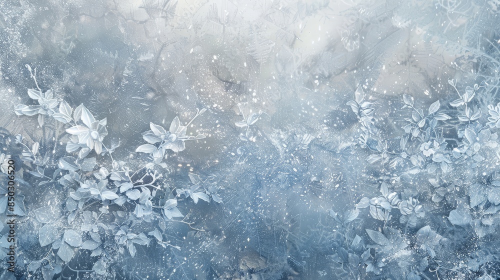 Fototapeta premium Magical winter morning with silver and blue fusion background