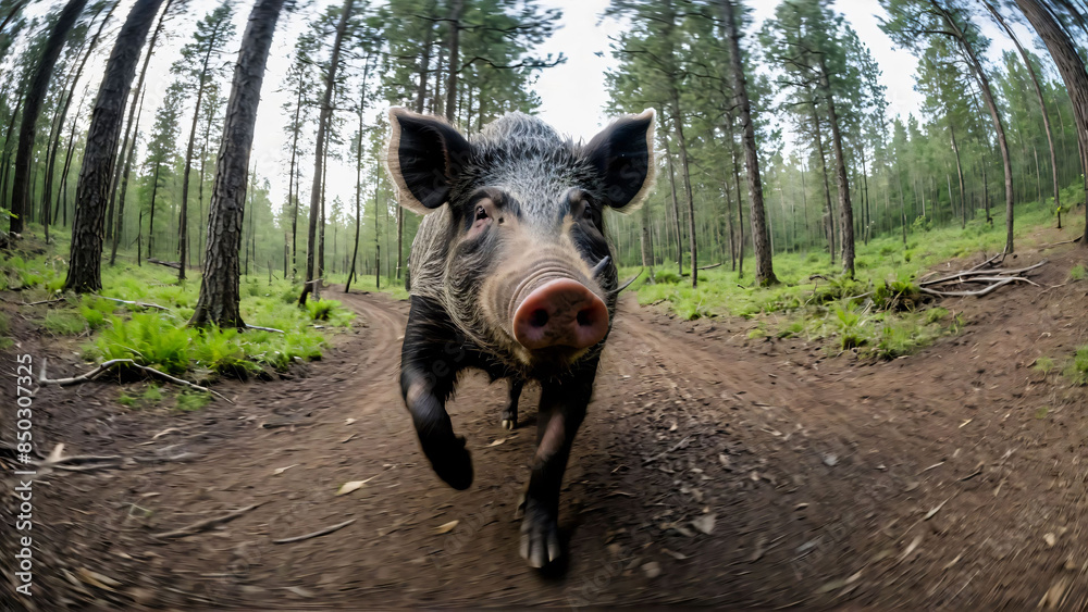 Fototapeta premium Portrait of big Wild boar, 