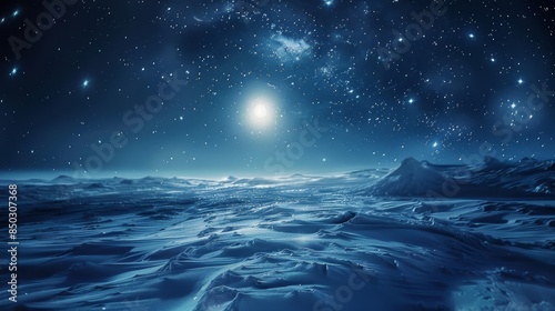 Shimmering stars and moonlight in celestial winter sky background © javier