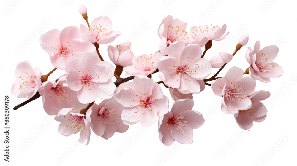 Fototapeta premium Delicate Pink Cherry Blossom Branch in Full Bloom