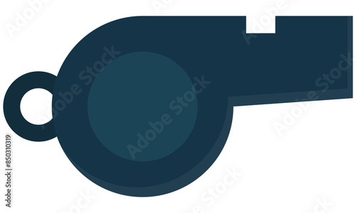 Referee whistle flat vector illustration isolated on white background.