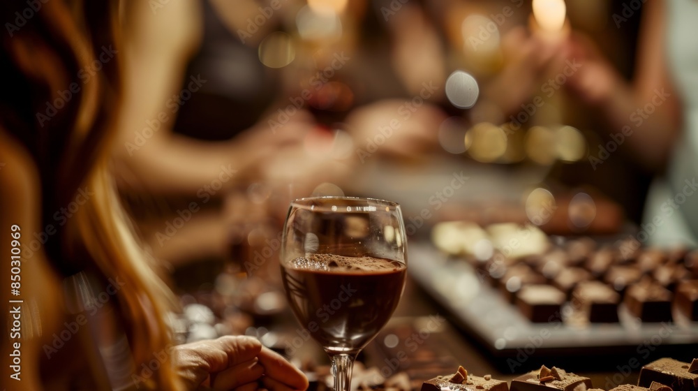 Softened edges of guests appreciating the velvety smoothness of chocolate. Softened edges of guests appreciating the velvety smoothness of chocolate.