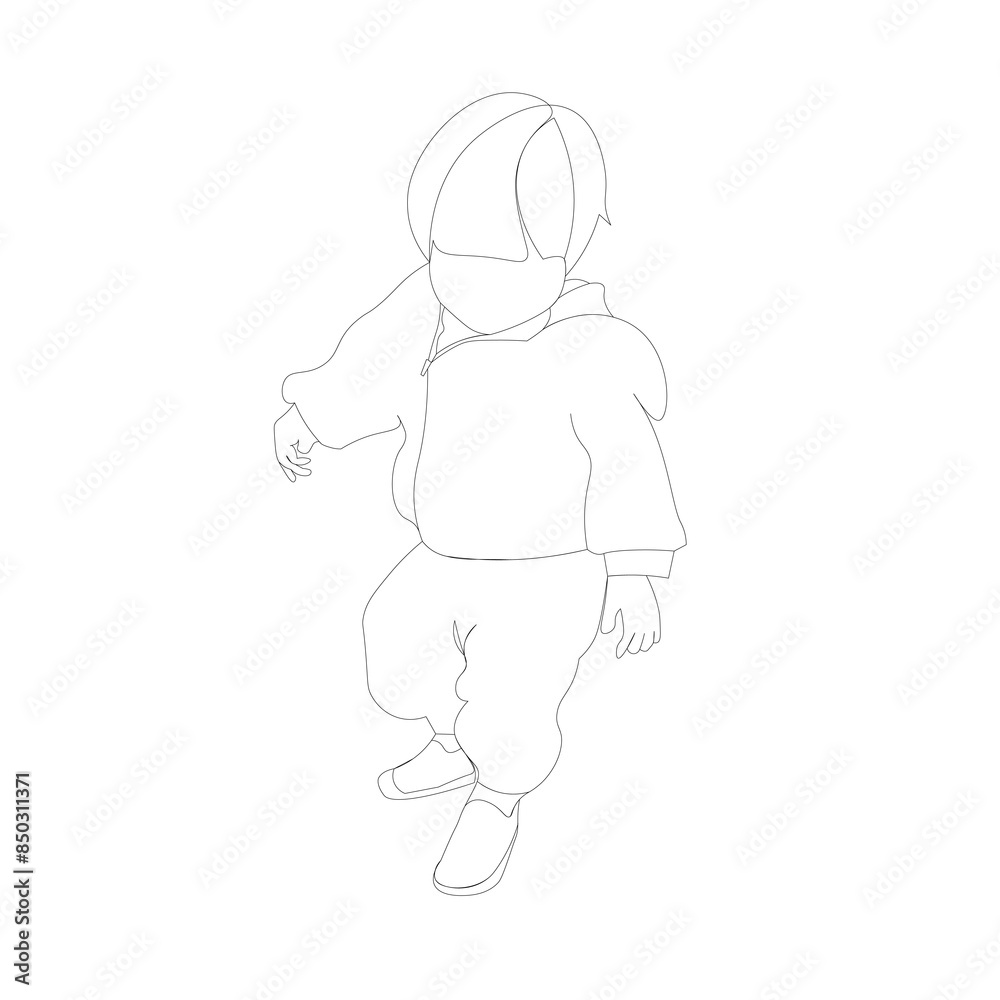 歩き始めた1歳くらいのパーカーを着た子供 歩き始めた1歳くらいのパーカーを着た子供