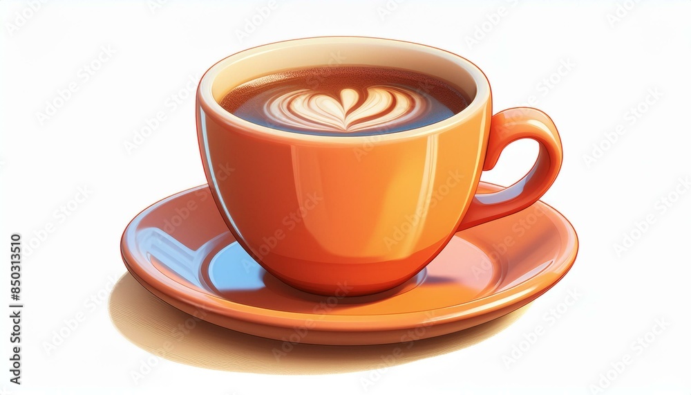 Cup of latte coffee and coffee beans isolated on white background Cup of latte coffee and coffee beans isolated on white background