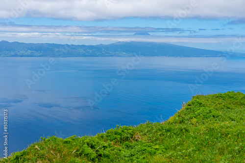 surrounding area with strong vegetation in the Pico da Esperança area, São Jorge Island-Azores-Portugal. surrounding area with strong vegetation in the Pico da Esperança area, the highest point  photo