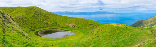 Summit at the top of the Hope Peak overlooking the mountain of Pico Island.São Jorge Island-Azores-Portugal.