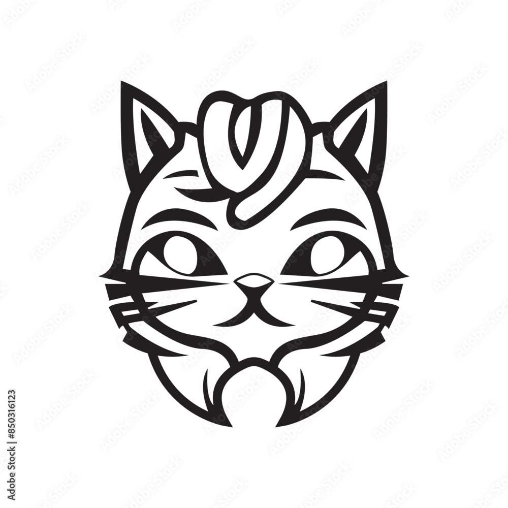 Fototapeta premium Cat mascot vector logo vector black and white