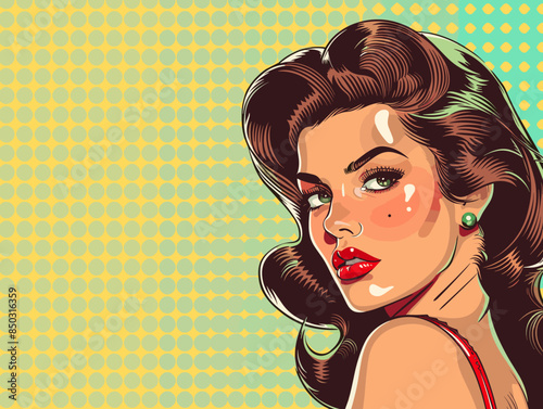 beautiful woman, retro style pop art pin up, flat vector illustration