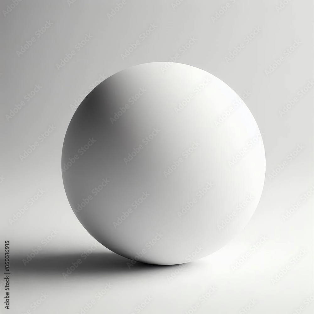 A smooth, round white object, possibly a 3D sphere, crystal ball, or egg, rests on a blank white background A smooth, round white object, possibly a 3D sphere, crystal ball, or egg, rests on a blank white background