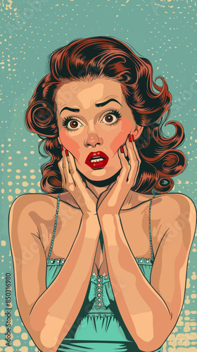 beautiful woman, retro style pop art pin up, flat vector illustration