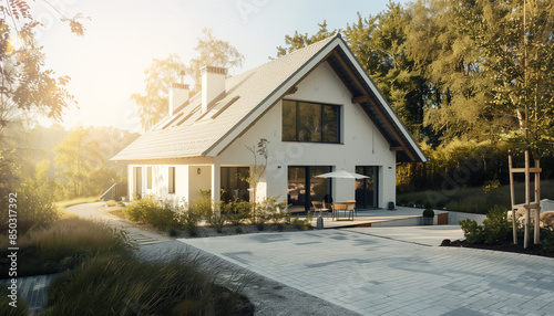 Projet de construction d'une maison individuelle contemporaine classique implanté dans une forêt photo