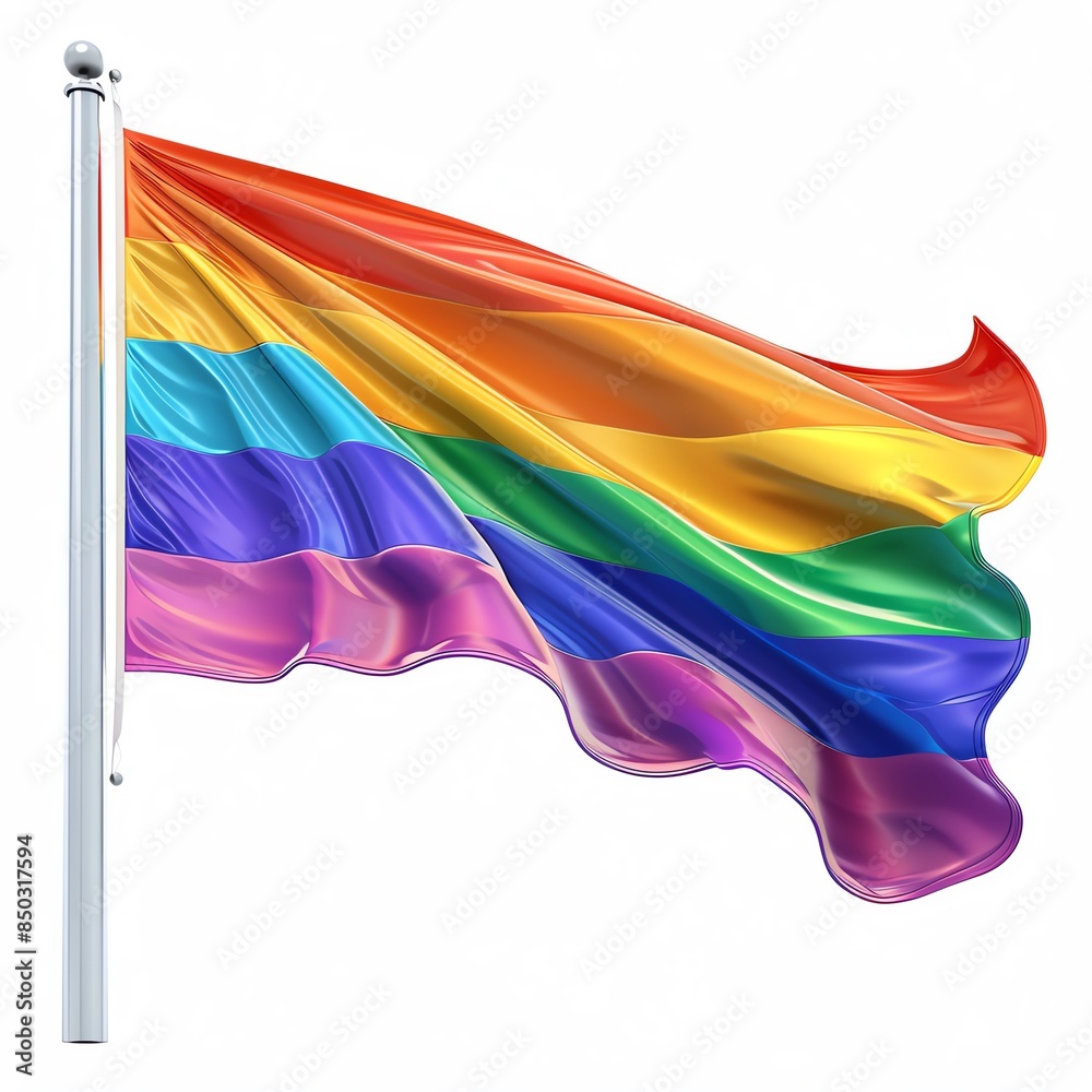 Fototapeta premium A pride flag wave clipart, Pride Day element,multicolor, isolated on white background