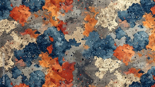 Pentagon-based camouflage design, olive drab and desert tan tones, hd quality, digital illustration, geometric precision, high contrast, modern design, artistic composition, tactical look.