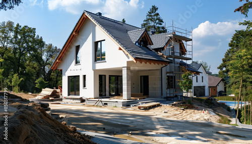 Projet de  belle maison moderne en phase de construction de rénovation et d'aménagement photo