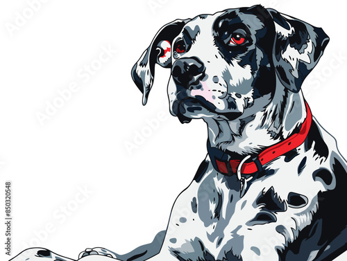 Portrait of a Dalmatian dog on a white background