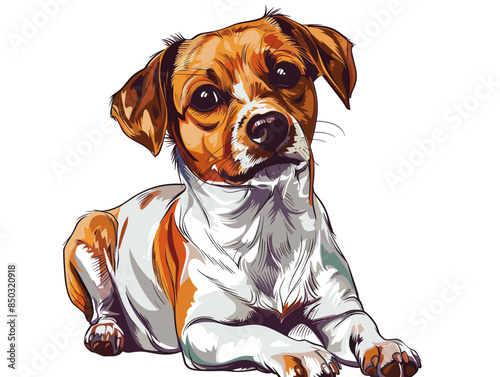 Jack Russell Terrier dog isolated on white background. Vector illustration.