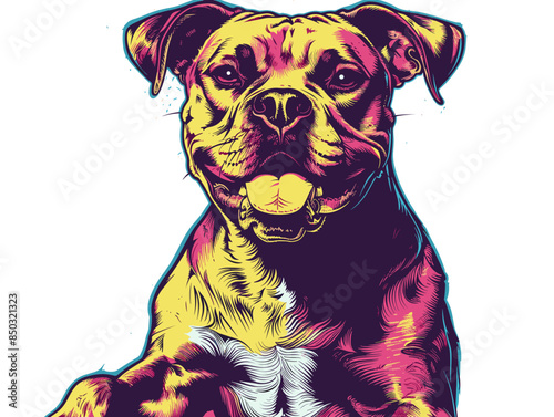 Portrait of a dog breed Staffordshire Terrier. Vector illustration