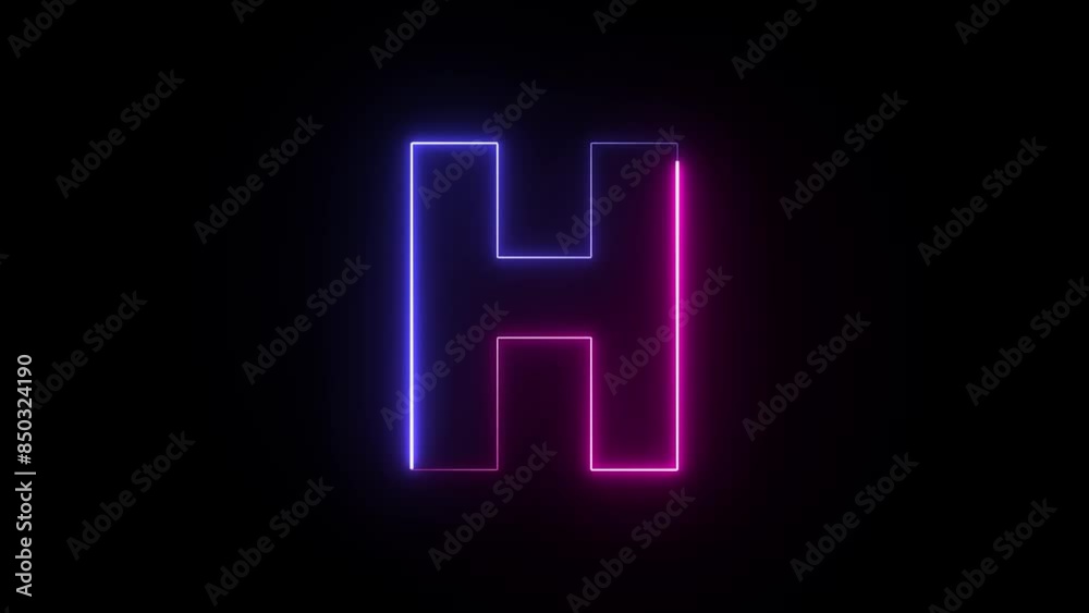 Animated neon letter H. Two-color looping trendy glowing neon alphabet letter H. Educational concept with neon letter Animated neon letter H. Two-color looping trendy glowing neon alphabet letter H. Educational concept with neon letter