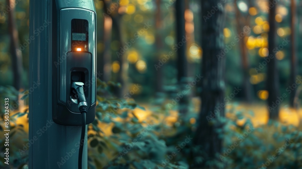 A charging station located in a remote area providing a convenient option for travelers to charge their electric vehicles. A charging station located in a remote area providing a convenient option for travelers to charge their electric vehicles.