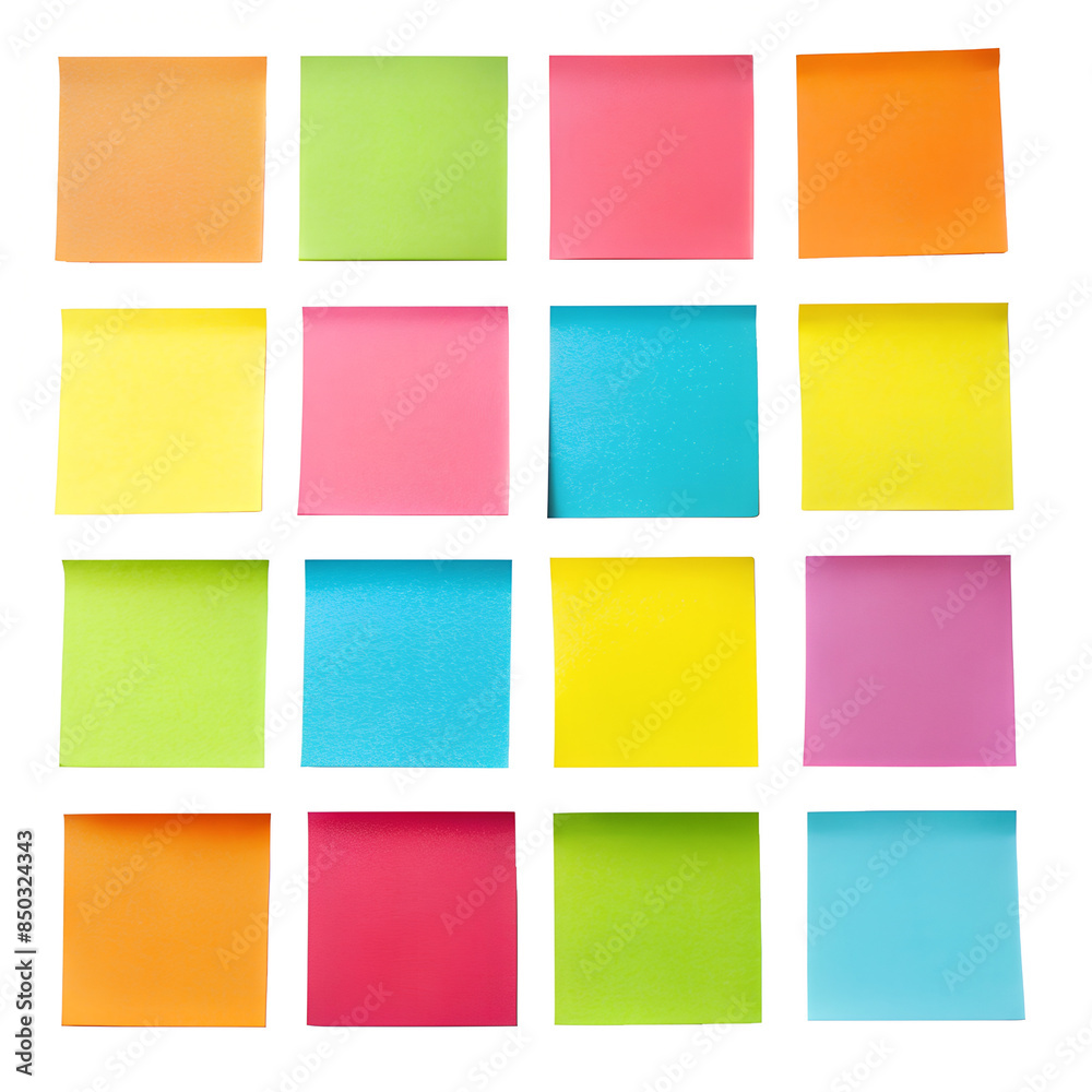 Vibrant Reminders: Set of Colorful Sticky Notes on Transparent Background Vibrant Reminders: Set of Colorful Sticky Notes on Transparent Background