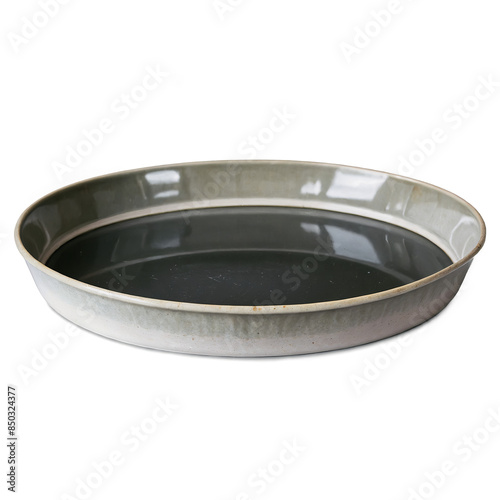 An oval-shaped ceramic baking dish shown on a transparent, white background, perfect for png