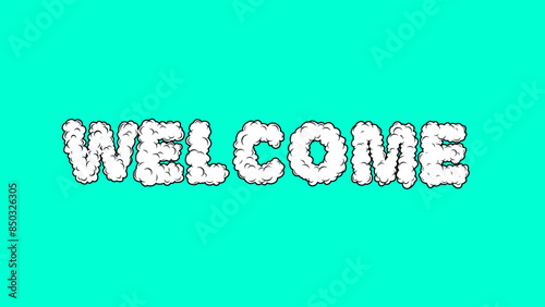 Welcome text with cloud shape vector illustration