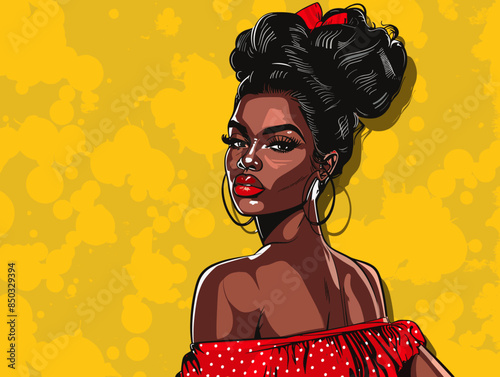 beautiful black woman vector illustration pop art retro comic style