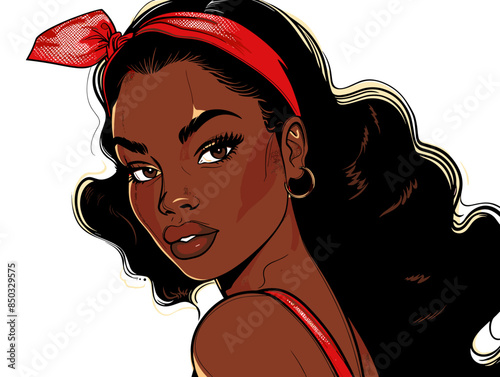 beautiful black woman vector illustration pop art retro comic style