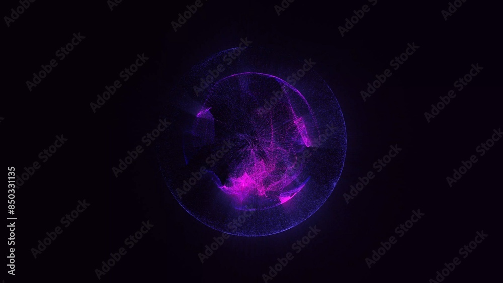 Abstract energy sphere of particles and waves of magical glow on a dark background Abstract energy sphere of particles and waves of magical glow on a dark background