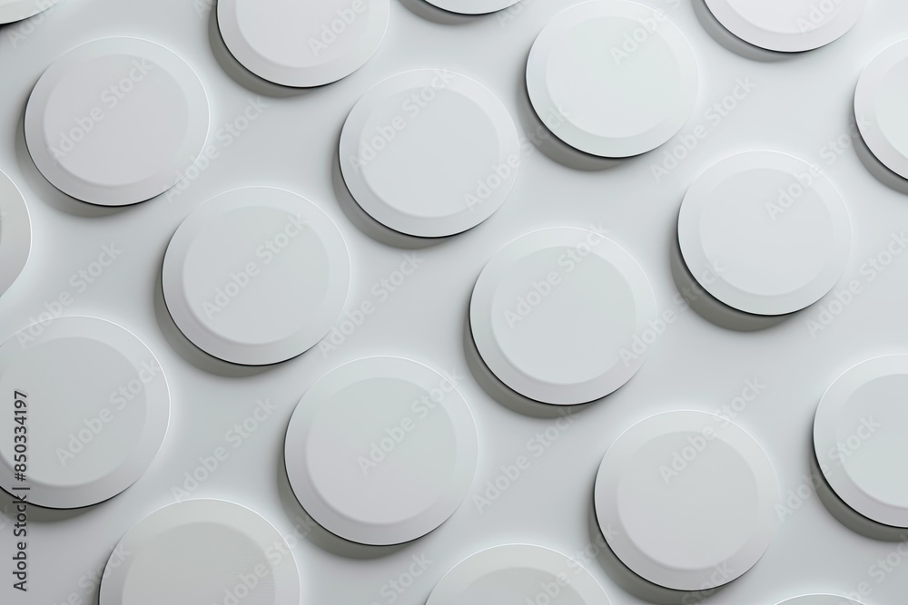 round white stickers on light background, top view round white stickers on light background, top view