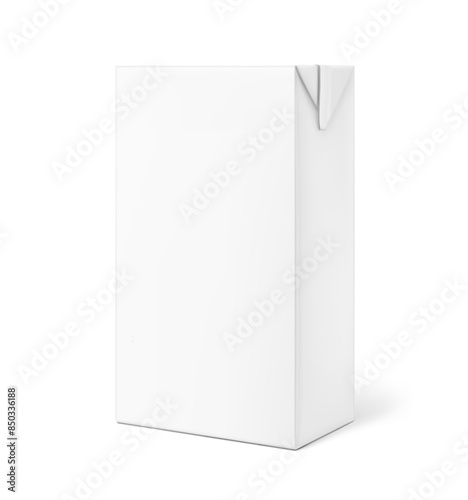 Packaging box for cream, milk, juice mockups. Vector illustration isolated on white background. Half side view. Ready and simple to use for your design. EPS10.	