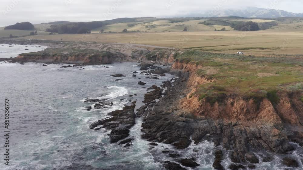 Low close-up aerial shot of the Northern Elephant Seal Rookery in San Simeon, California. 4K Low close-up aerial shot of the Northern Elephant Seal Rookery in San Simeon, California. 4K
