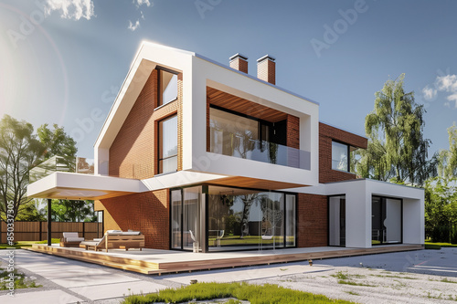Projet de construction d'une maison d'habitation moderne d'architecte en bois écologique et soucieuse de l'environnement