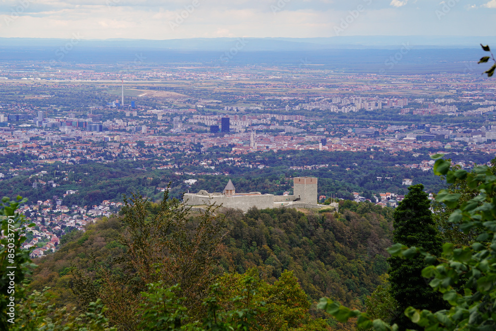 View od the old castle of Medvedgrad with Zagreb town in the background, capital city of Croatia View od the old castle of Medvedgrad with Zagreb town in the background, capital city of Croatia