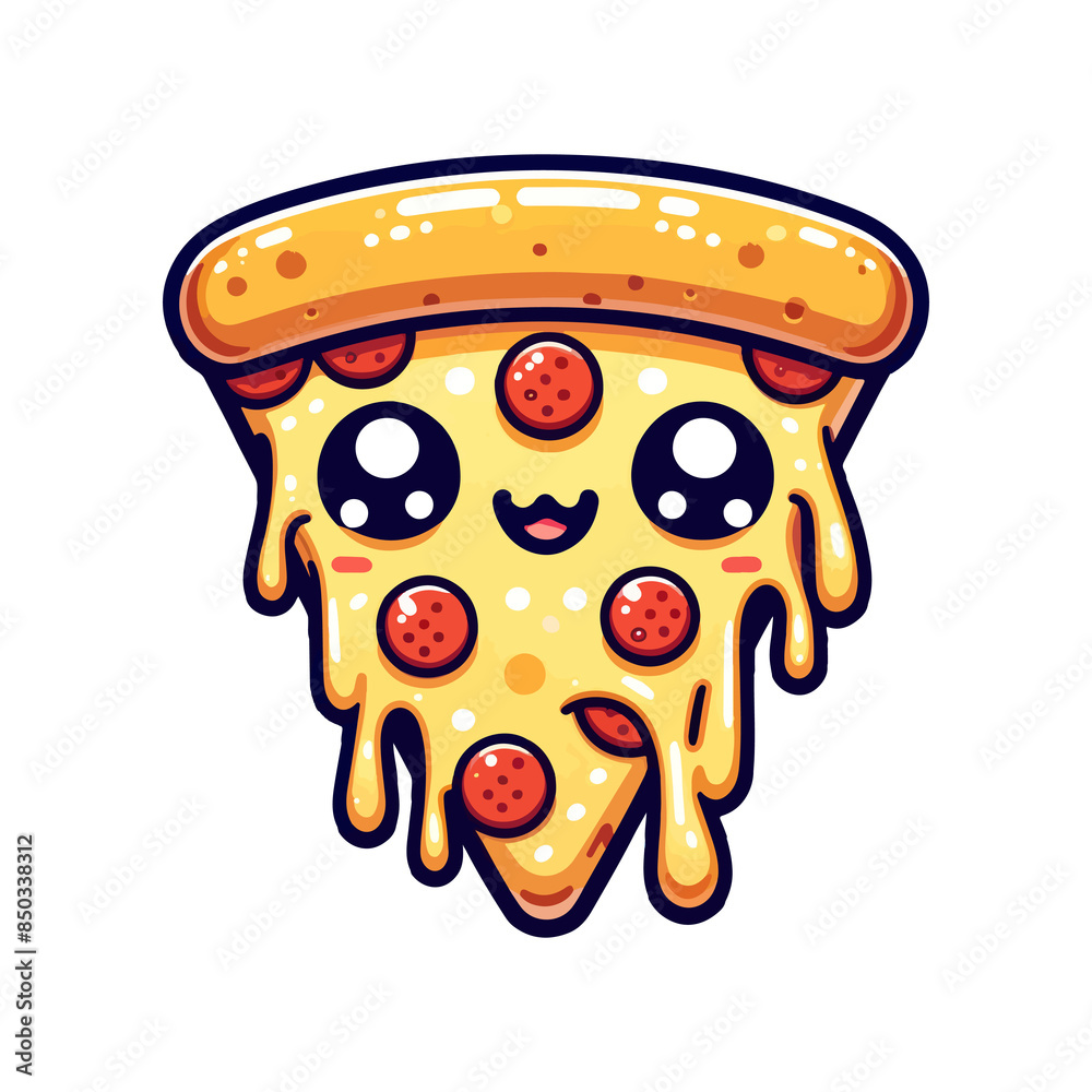 Fast food cute pizza icon character Fast food cute pizza icon character