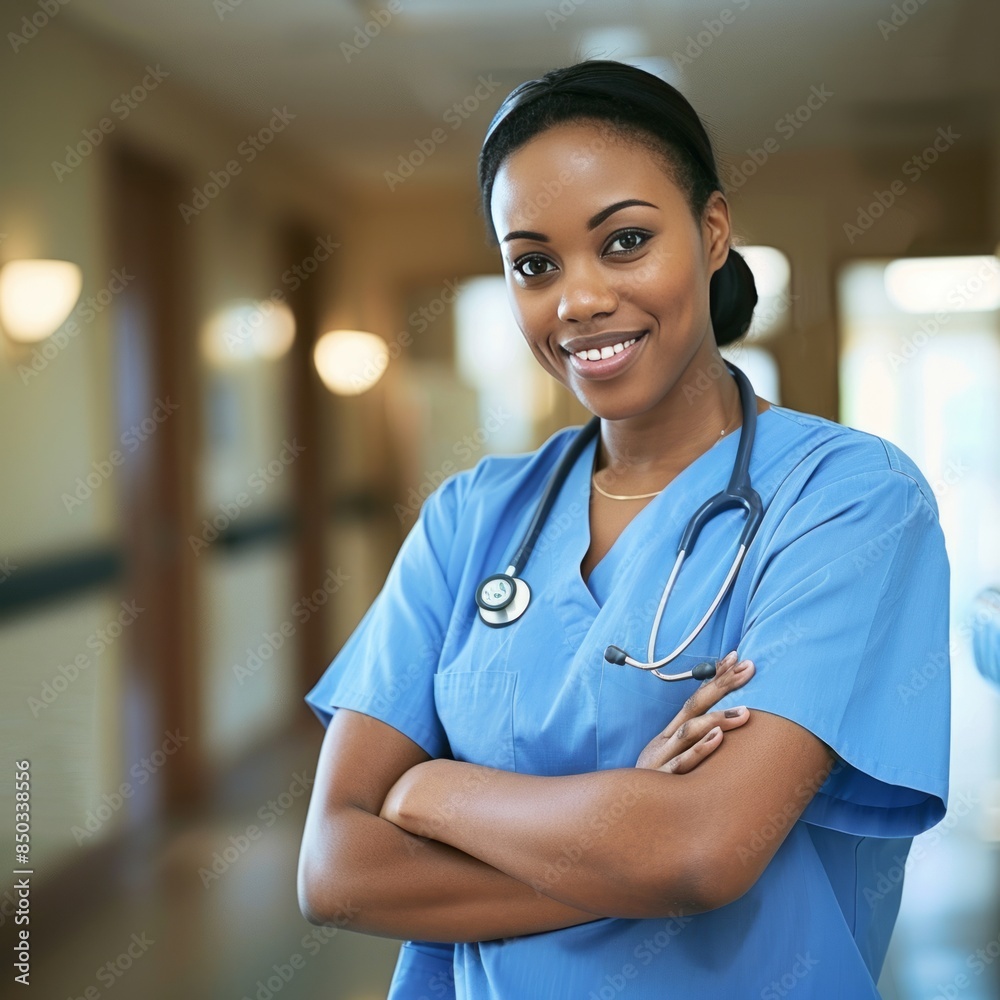 Woman in Scrubs Standing With Arms Crossed Woman in Scrubs Standing With Arms Crossed