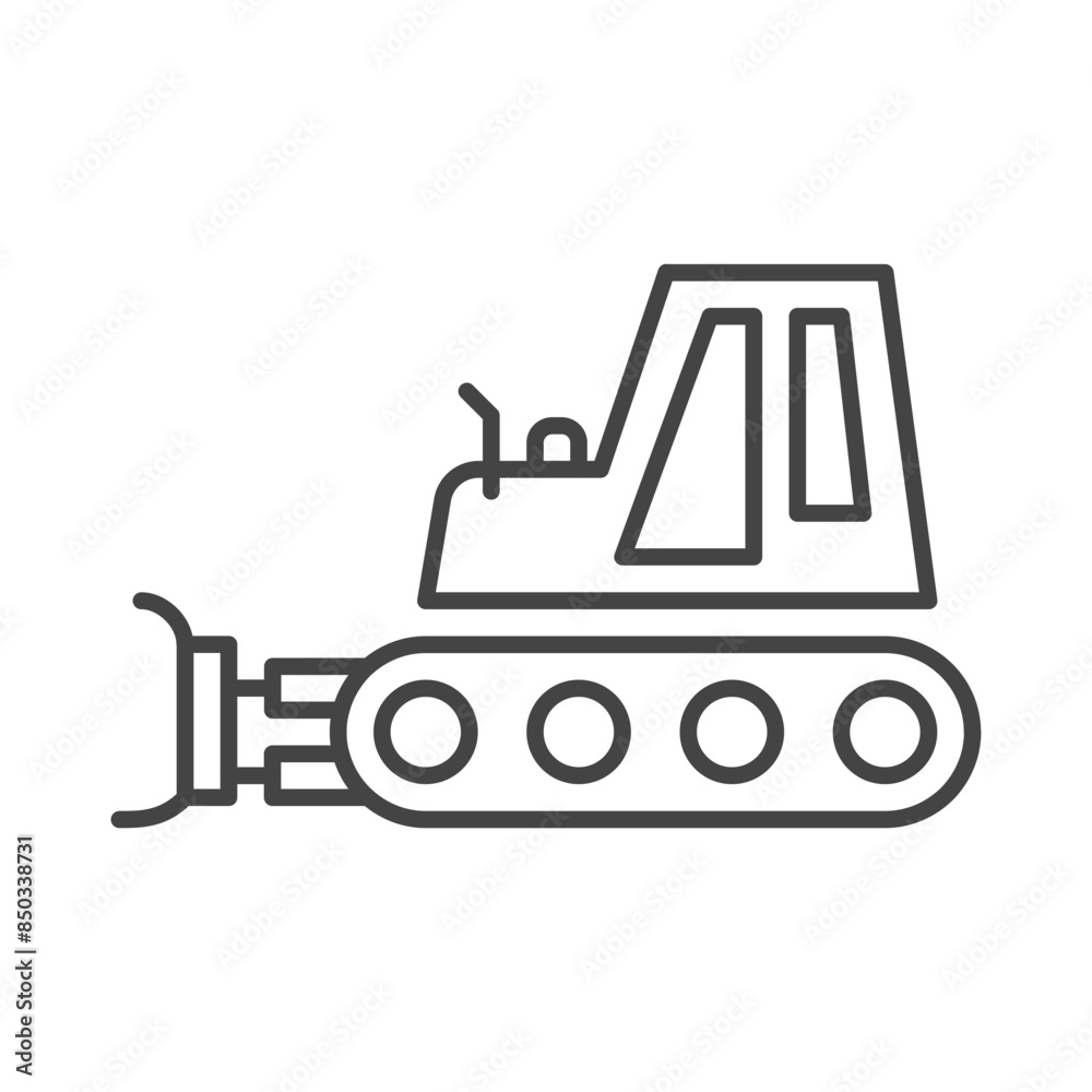 Naklejka premium bulldozer construction vehicles icon in outline style