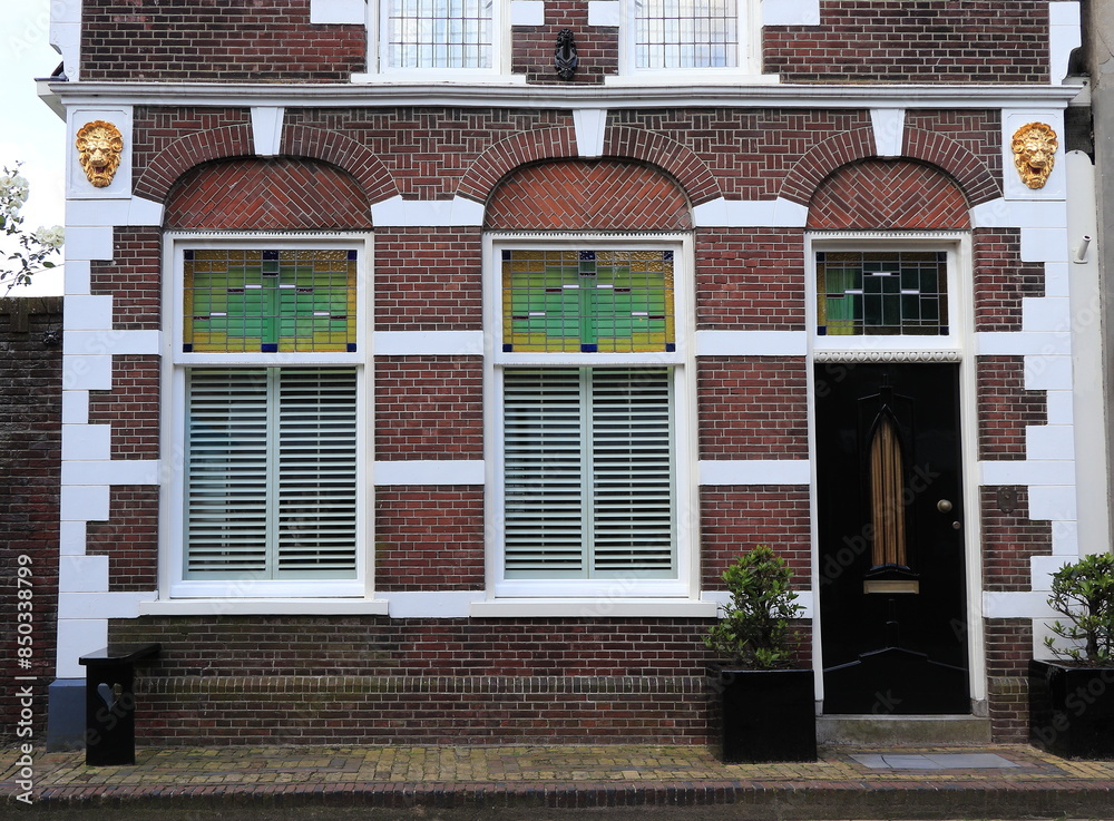 Monnickendam Noordeinde Street House Facade Close Up, Netherlands Monnickendam Noordeinde Street House Facade Close Up, Netherlands