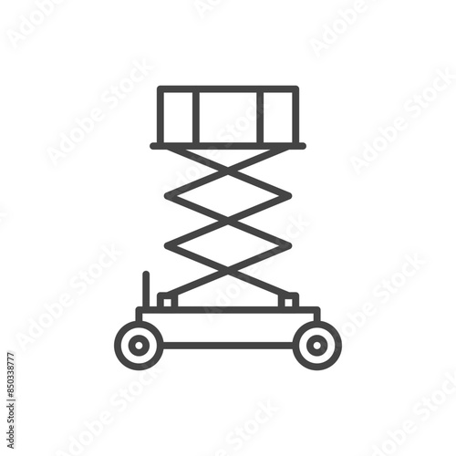 scissor lift construction vehicles icon in outline style