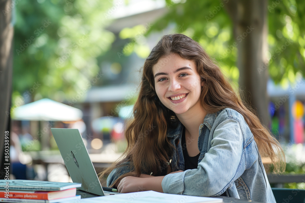 College Girl with Bright, Happy Expression College Girl with Bright, Happy Expression