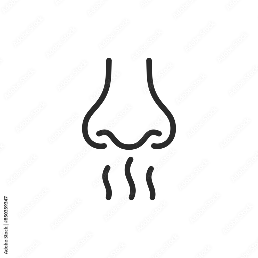 Smell from nose, linear style icon. scent and olfactory sense. Editable stroke width Smell from nose, linear style icon. scent and olfactory sense. Editable stroke width