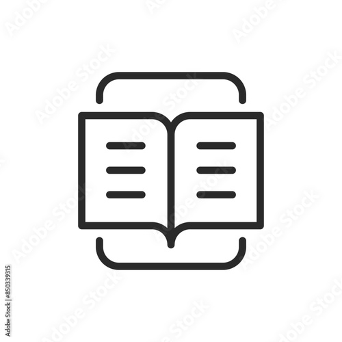 E-book, linear style icon. Book on screen. digital reading. Editable stroke width