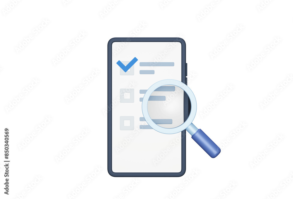 looking into a smartphone with a magnifying glass 3D looking into a smartphone with a magnifying glass 3D