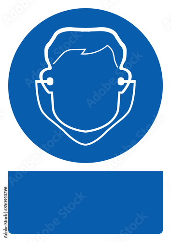 ISO mandatory safety signs ear plug must be worn your custom message here portrait size a4/a3/a2/a1