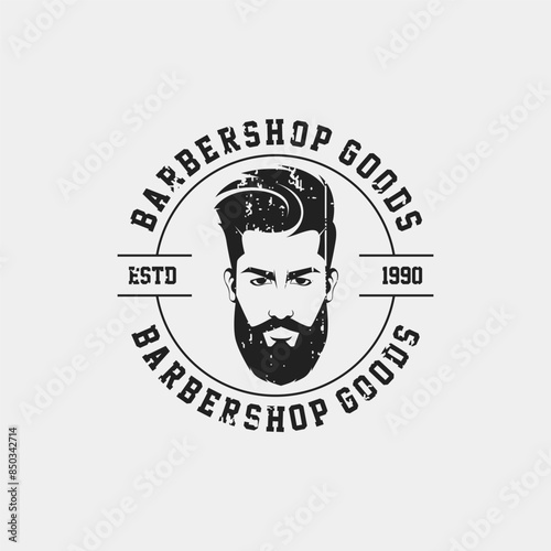 Rustic vintage barber shop logo vector eps 10