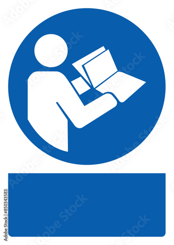ISO mandatory safety signs read operation manual your custom message here portrait size a4/a3/a2/a1