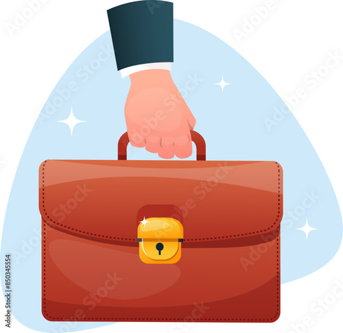 businessman's hand holding a work suitcase