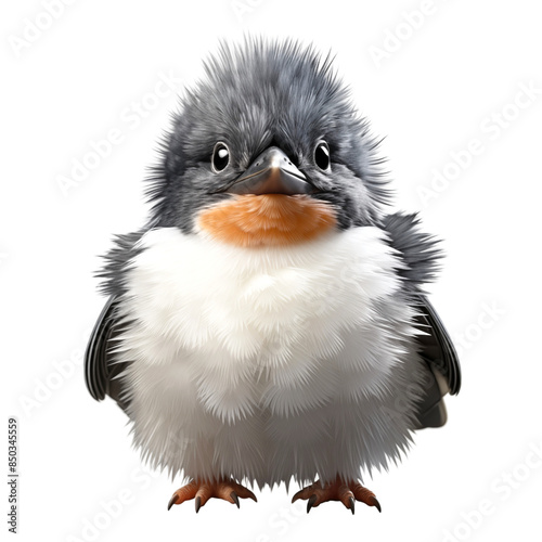 Cute Smile of Small Belted Kingfisher isolated on a transparent background, png file, cut off bg, alpha canal